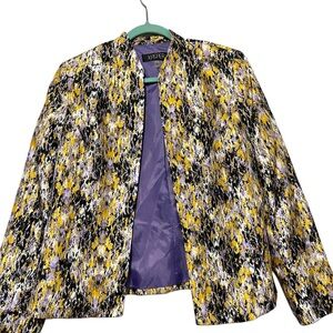 Kasper Women's Yellow and Black Patterned Blazer